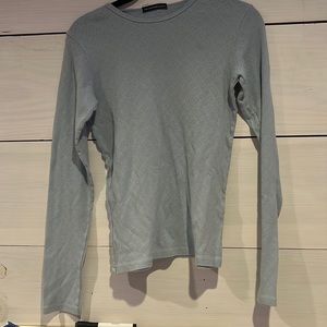 Blue long sleeve Brandy Melville shirt with heart pattern